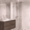 Hinged shower door Hietakari Vetro 512, brass fittings, bronze tinted glass