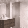 Hinged shower door Hietakari Vetro 512, brass fittings, brown satin glass