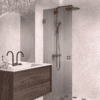 Hinged shower door Hietakari Vetro 512, Mocha fittings, grey reeded glass
