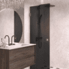 Hinged shower door Hietakari Vetro 512, Mocha fittings, black glass