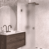 Hinged shower door Hietakari Vetro 512, Mocha fittings, super bright satin glass