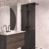 Hinged shower door Hietakari Vetro 512, black fittings, black glass