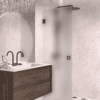 Hinged shower door Hietakari Vetro 512, black fittings, satin frosted glass