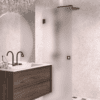 Hinged shower door Hietakari Vetro 512, black fittings, super bright satin glass