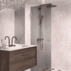 Hinged shower door Hietakari Vetro 512, Sand fittings, grey reeded glass
