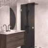Hinged shower door Hietakari Vetro 512, Sand fittings, black glass