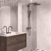 Hinged shower door Hietakari Vetro 512, white fittings, grey tinted glass