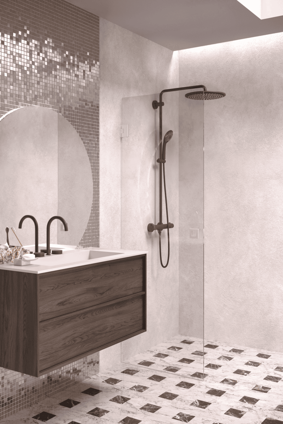 Hinged shower door Hietakari Vetro 512, white fittings, clear glass