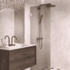 Hinged shower door Hietakari Vetro 512, white fittings, brown reeded glass