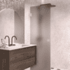 Hinged shower door Hietakari Vetro 512, white fittings, brown satin glass