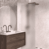 Hinged shower door Hietakari Vetro 512, white fittings, satin frosted glass