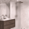 Hinged shower door Hietakari Vetro 512, white fittings, super bright satin glass