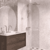 Arched hinged shower door Hietakari Vetro 519, chrome fittings, super bright glass