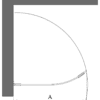 Curved hinged shower door Hietakari Vetro 522 – dimension drawing