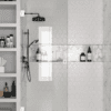 Curved hinged shower door Hietakari Vetro 522, white fittings, clear glass