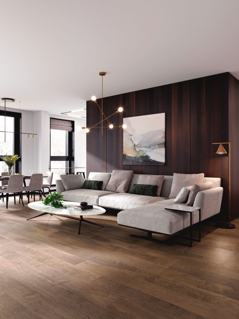 Engineered Walnut Flooring Esta City extra matt lacquered – close-up Engineered Walnut Flooring Esta City extra matt lacquered – 2