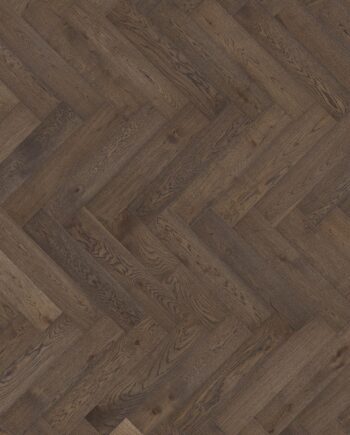 Herringbone parquet oak, Tarkett, Segno Oak Old Brown, brushed, beveled, hardwax oil, left modular