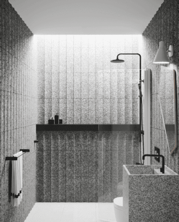 Curved hinged shower door Hietakari Infinia 222, white frame, clear glass