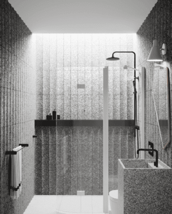 Curved folding shower screen with fixed part Hietakari Infinia 225, white frame, clear glass