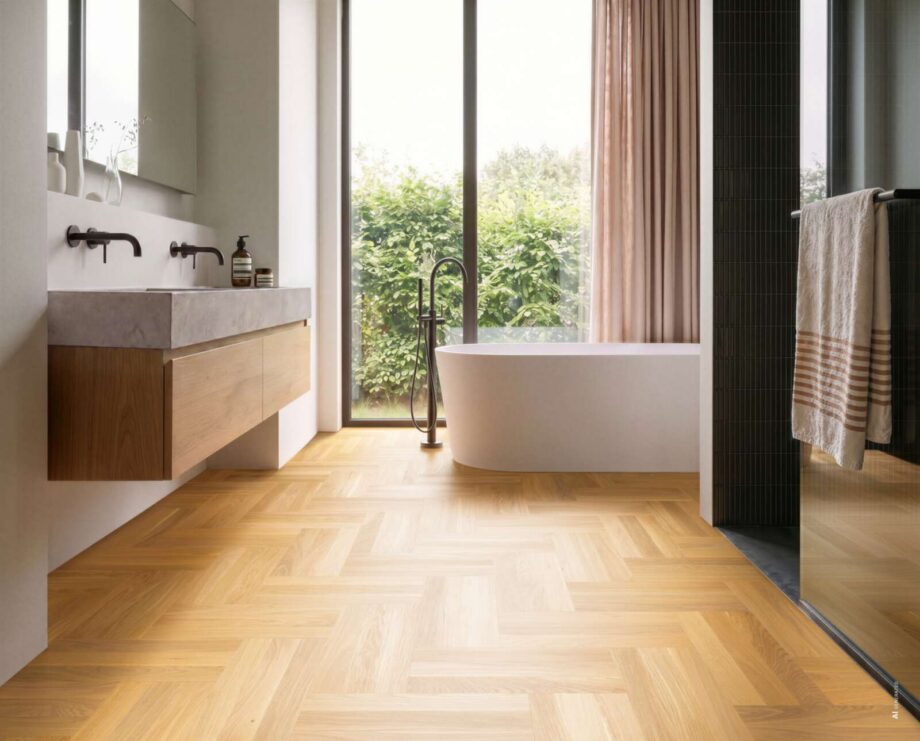 Herringbone Flooring Bauwerk Monopark Oak Nature 15 matt lacquered sanded – view 2 Herringbone Flooring Bauwerk Monopark Oak Nature 15 matt lacquered sanded – 2