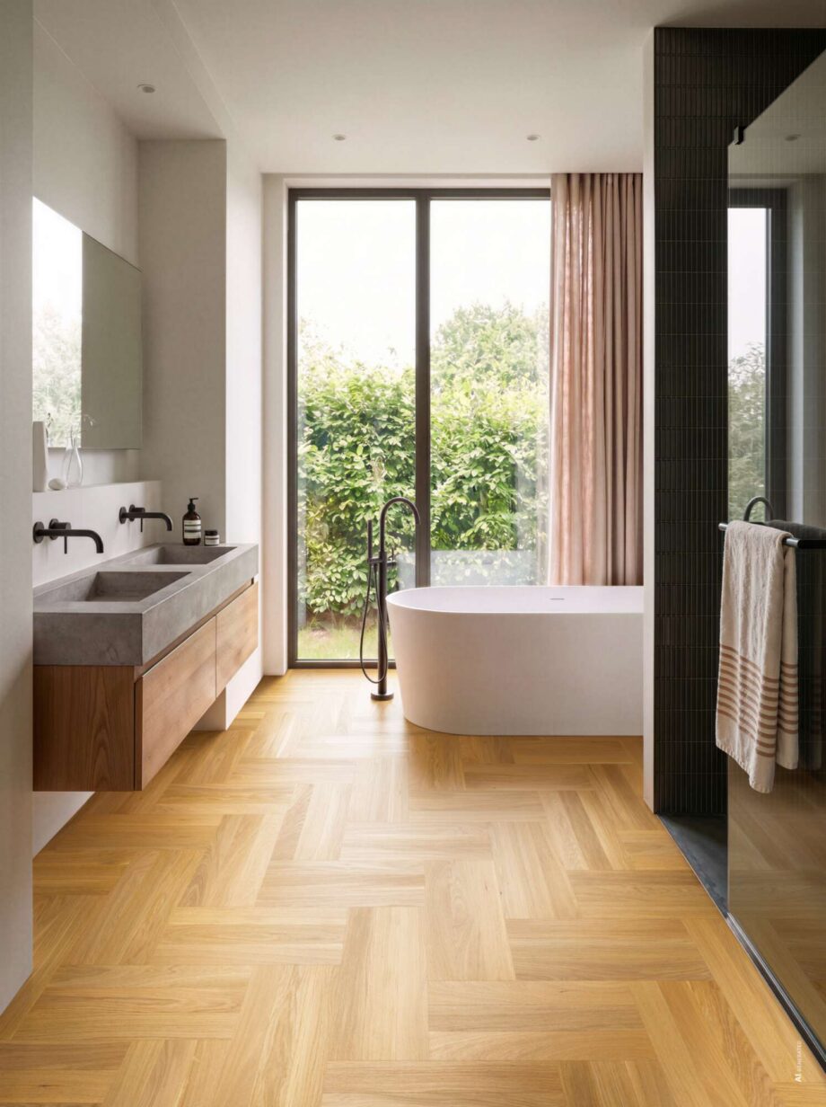 Herringbone Flooring Bauwerk Monopark Oak Nature 15 matt lacquered sanded – view 3 Herringbone Flooring Bauwerk Monopark Oak Nature 15 matt lacquered sanded – 3