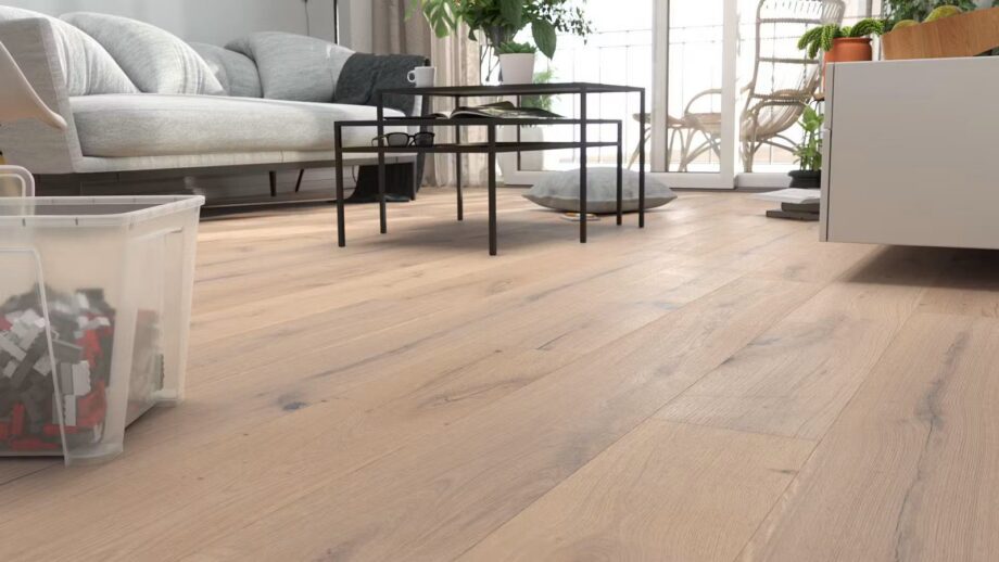 Parquet floor Oak Rustical 1-strip 4 sides beveled brushed white oiled – 2