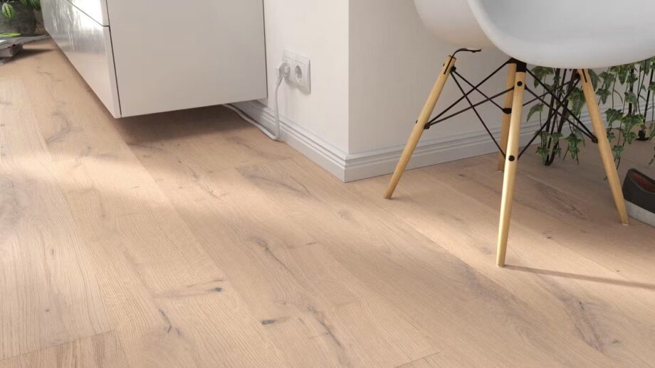 Parquet floor Oak Rustical 1-strip 4 sides beveled brushed white oiled – 3
