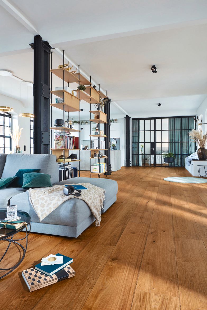 Oak parquet Meister, Lindura HD 400, Authentic chestnut brown oak 08911, 1-strip, 2200 x 270 mm, brushed, naturally oiled
