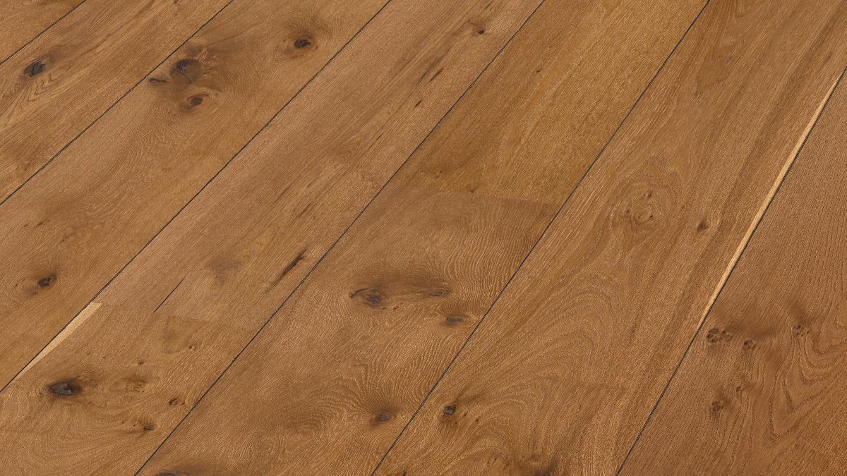 Oak parquet Meister, Lindura HD 400, Authentic chestnut brown oak 08911, 1-strip, 2200 x 270 mm, brushed, naturally oiled