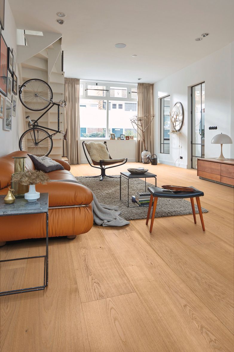 Oak parquet Meister, Lindura HD 400, Natural light oak 08918, 1-strip, 2200 x 205 mm, brushed, ultra matt lacquered