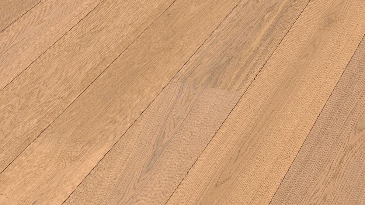 Oak parquet Meister, Lindura HD 400, Natural light oak 08918, 1-strip, 2200 x 205 mm, brushed, ultra matt lacquered