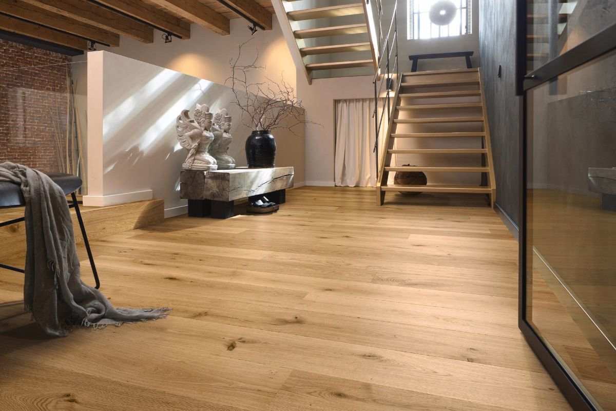 Oak parquet Meister, Longlife PD 400, Authentic pure oak 09004, 1-strip, 2200 x 180 mm, brushed, ultra matt lacquered