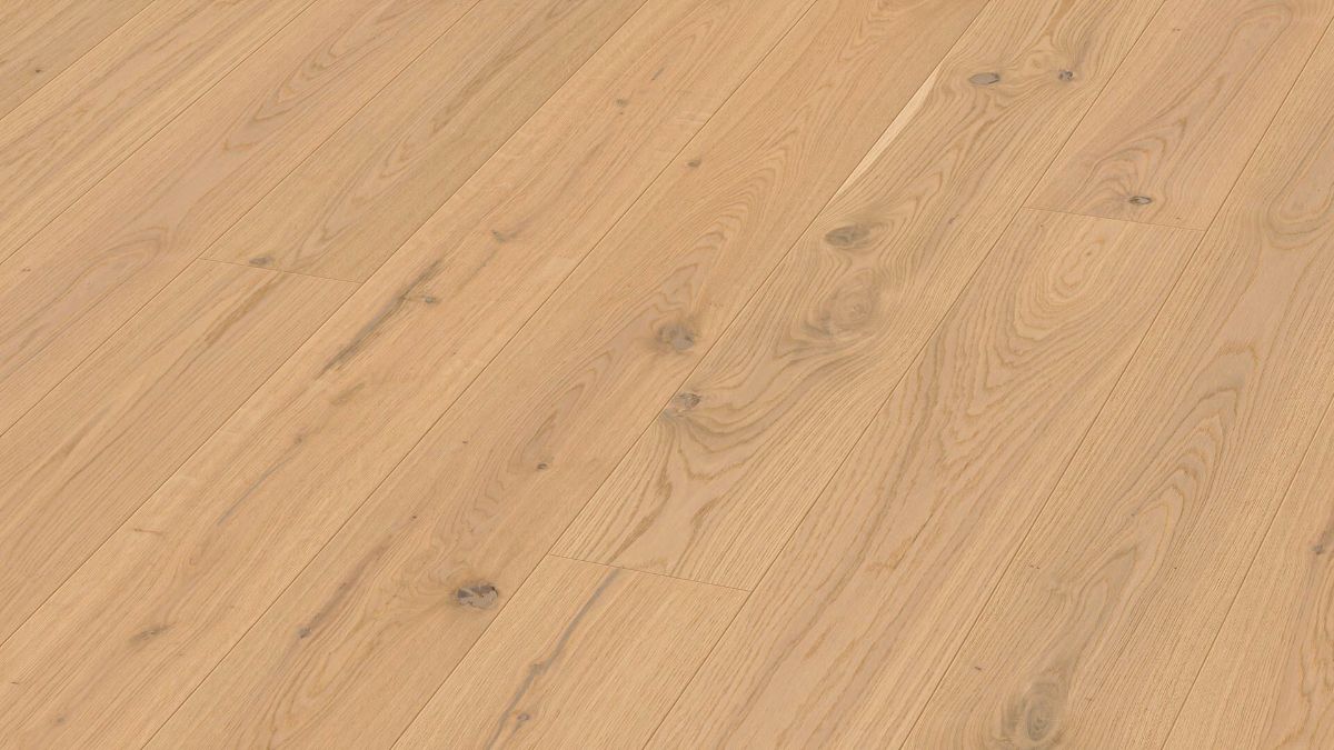Oak parquet Meister, Longlife PD 400, Authentic lyed-look oak 09015, 1-strip, 2200 x 180 mm, brushed, ultra matt lacquered