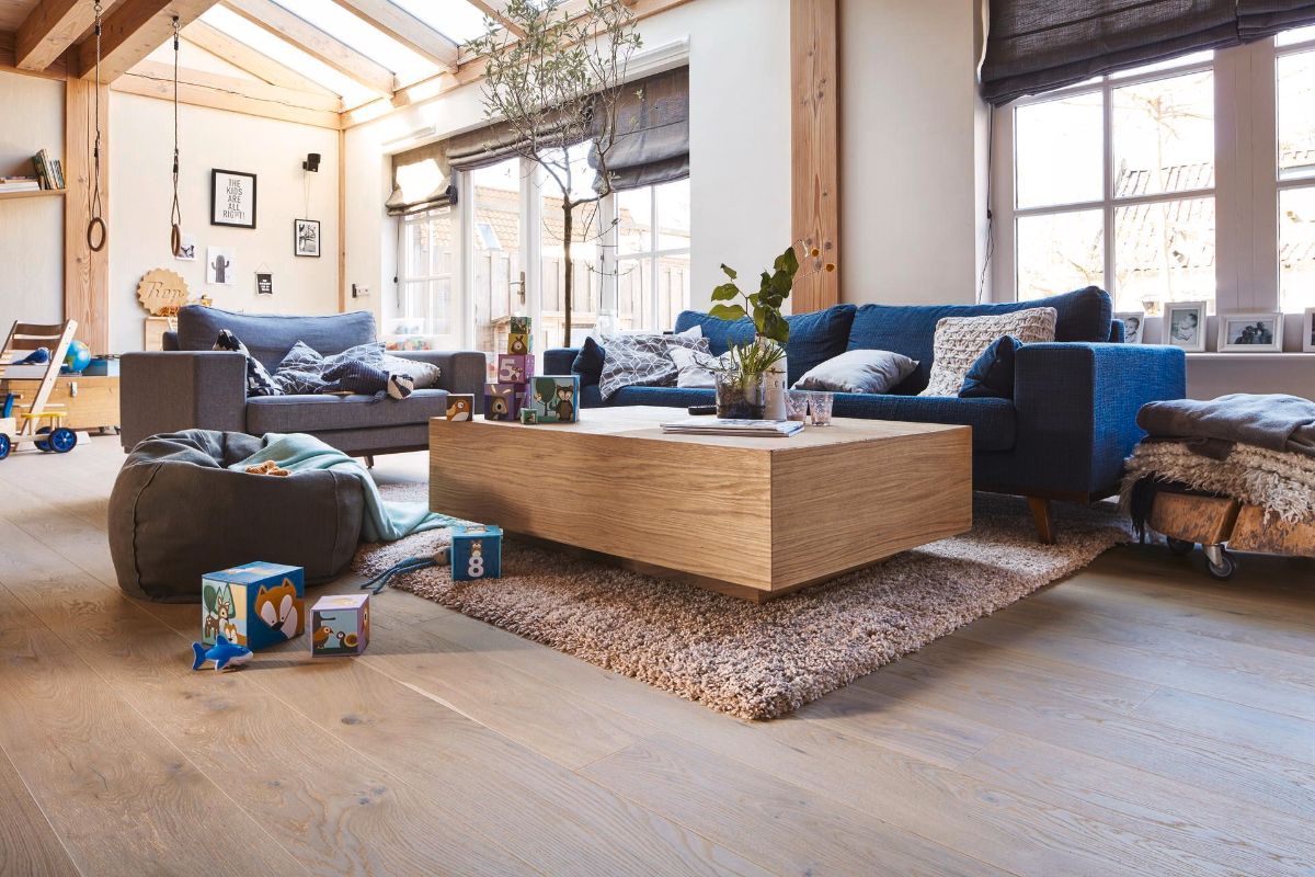 Oak parquet Meister, Longlife PD 400, Authentic off-white oak 09017, 1-strip, 2200 x 180 mm, brushed, ultra matt lacquered