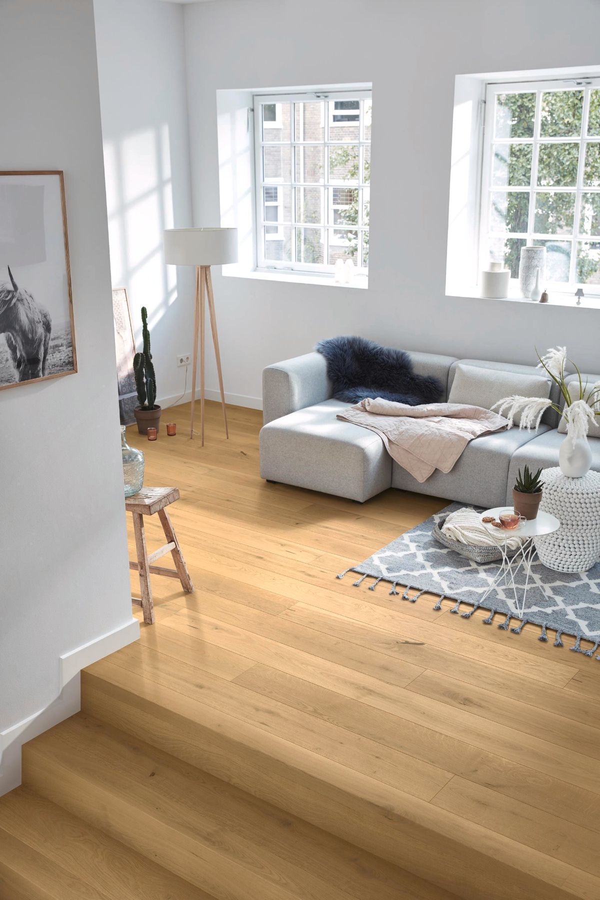 Oak parquet Meister, Longlife PD 400, Authentic pure oak 09025, 1-strip, 2200 x 180 mm, brushed, naturally oiled