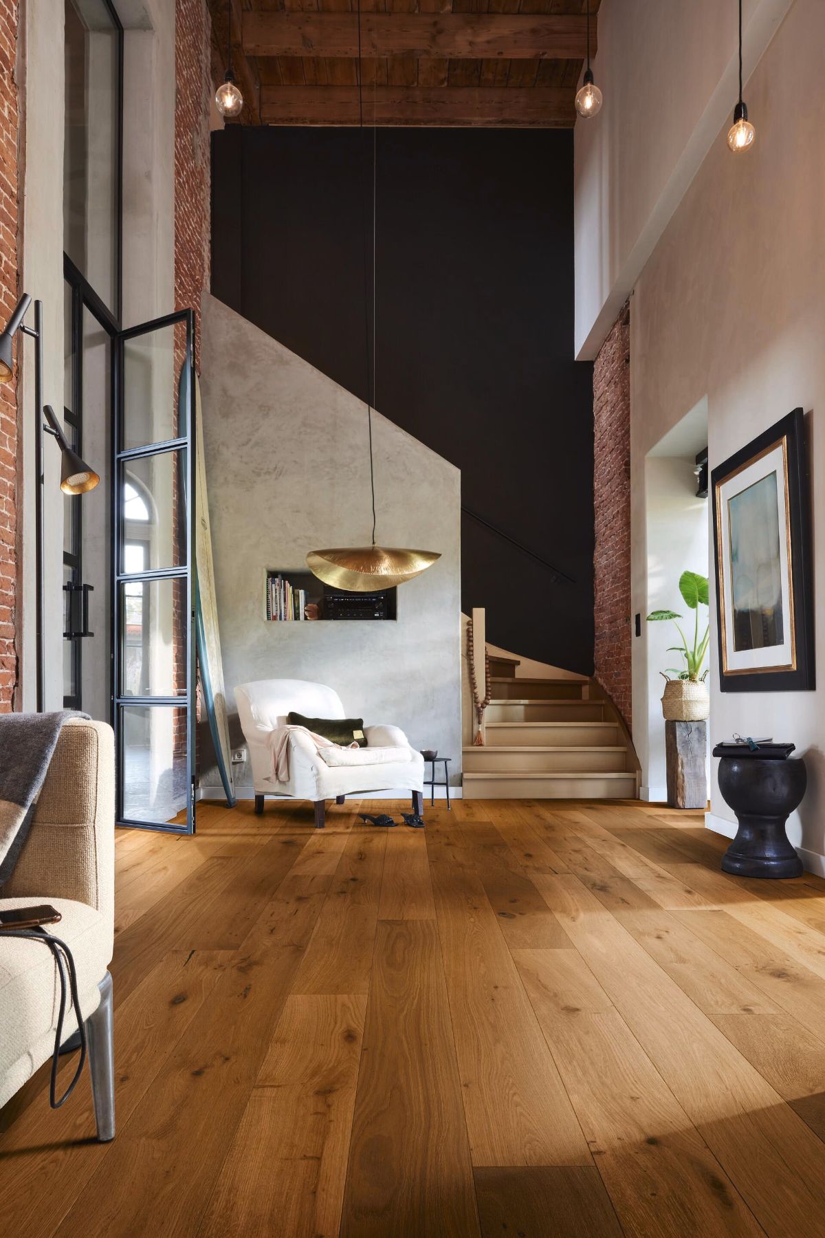 Oak parquet Meister, Longlife PD 400, Authentic steamed oak 09026, 1-strip, 2200 x 180 mm, brushed, naturally oiled