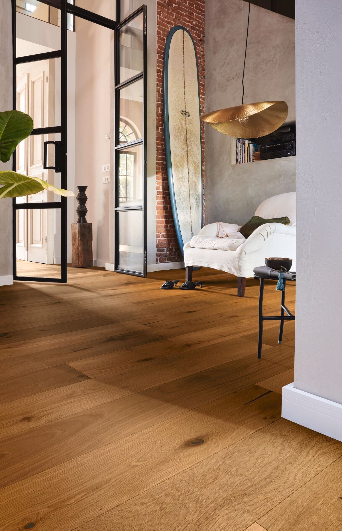 Oak parquet Meister, Longlife PD 400, Authentic steamed oak 09026, 1-strip, 2200 x 180 mm, brushed, naturally oiled