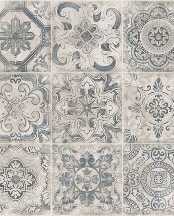Patterned matt porcelain floor tile GPT1034 Blue, 60x60 cm, 8 mm, blue pattern, R9