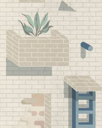 Patterned large porcelain decor slab ABK Wide&Style Bricklane B, 120x280 cm, 6 mm, matt