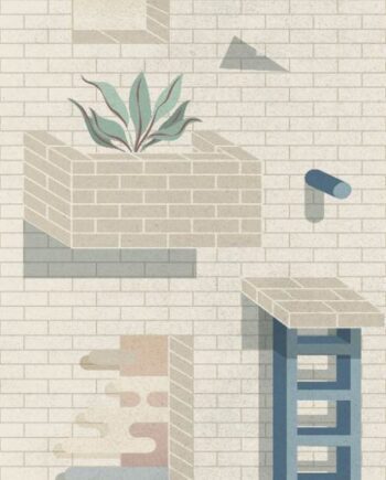 Patterned large porcelain decor slab ABK Wide&Style Bricklane B, 160x320 cm, 6 mm, matt