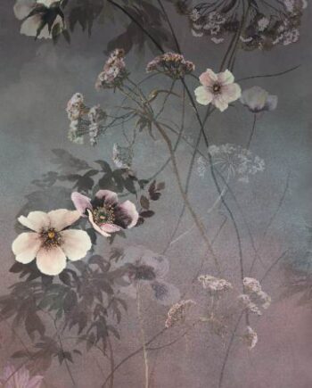Patterned large porcelain decor slab ABK Wide&Style Country Flowers Pink B, 120x280 cm, 6 mm, matt