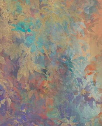 Patterned large porcelain decor slab ABK Wide&Style Foliage Orange A, 120x280 cm, 6 mm, matt
