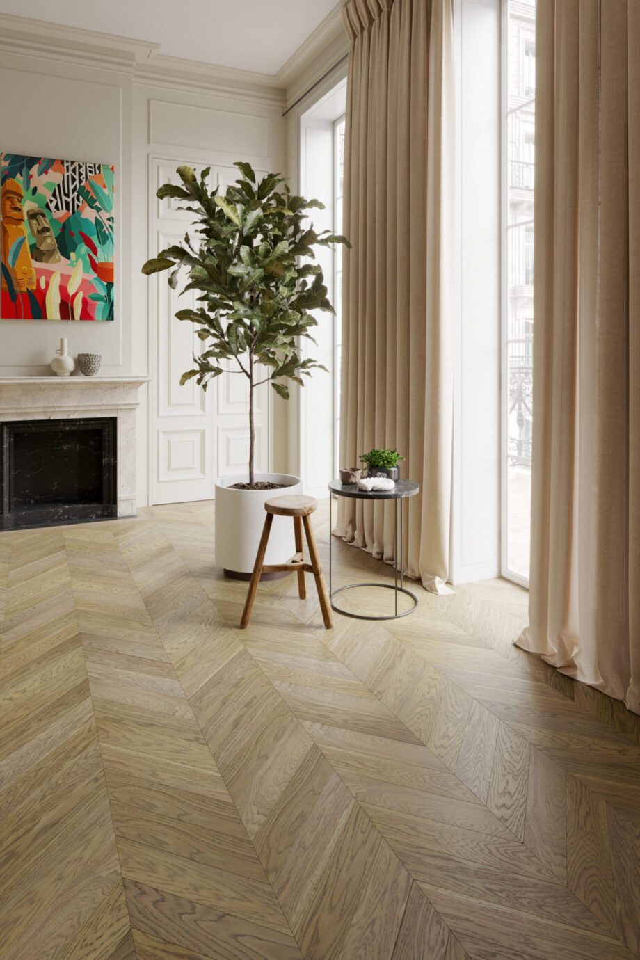 Oak Chevron Flooring Esta Nordic S Havana extra matt lacquered – close-up Oak Chevron Flooring Esta Nordic S Havana extra matt lacquered – 3
