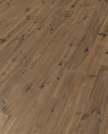 Oak parquet Thede & Witte Boston, Desert, knotty, smoked, deep brushed, white oiled, 1-strip, 1900 x 189 x 15 mm