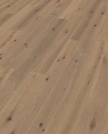 Oak parquet Thede & Witte Boston, rustic knotty, smoked, brushed, white oiled, 1-strip, 1900 x 189 x 14 mm