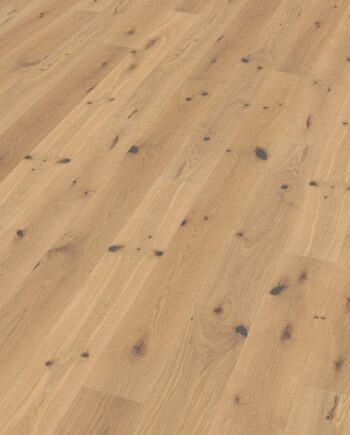 Oak parquet Thede & Witte Euro, rustic knotty, brushed, oiled, rough appearance, 1-strip, 2230 x 194 x 14 mm