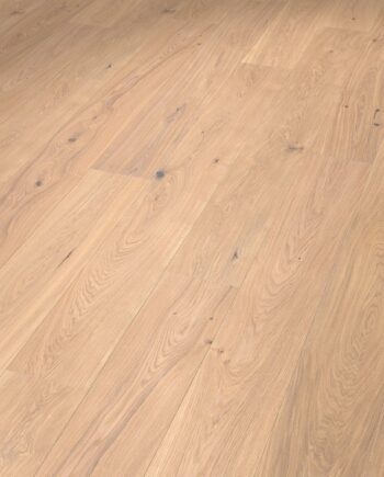 Oak parquet Thede & Witte Euro XL, knotty, brushed, white oiled, 1-strip, 2230 x 254 x 14 mm