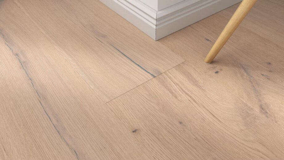 Parquet floor Oak Rustical 1-strip 4 sides beveled brushed white oiled