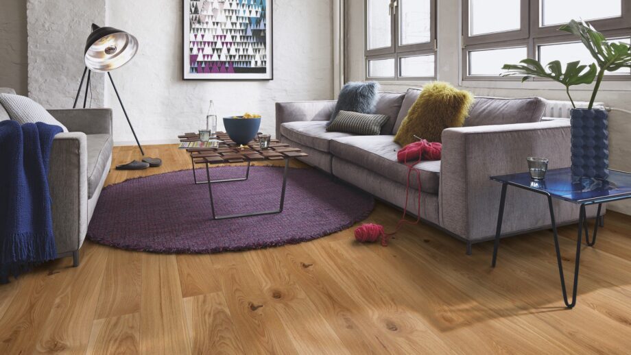 Parquet flooring Bauwerk Casapark Budget Cut oak 45 brushed matt lacquered 139mm