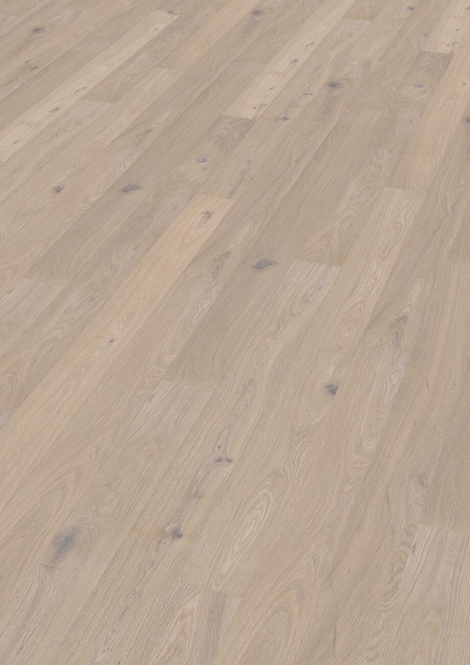 Parquet Oak Rustical 1-strip beveled brushed white oiled 148mm